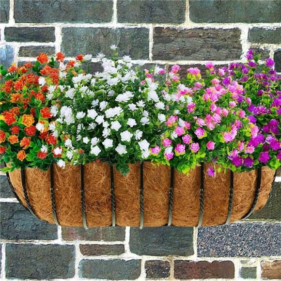 4 Bundles Outdoor Artificial Fake Flowers No Fade UV Resistant Faux Plant, White - Picture 6 of 7